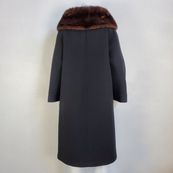 HELD Vintage 50's/60's Black Fur Collar Coat - Picture 4 of 9